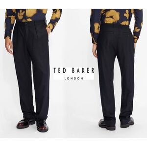 TED BAKER LONDON MEN NWT SCOUT FRANKLIN FIT WOOL BLEND NAVY TROUSERS. SIZE 32R